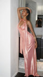 Sexy Pink Low Cut Backless Mermaid Long Prom Dress Evening Dress HZ1024