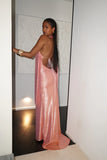 Sexy Pink Low Cut Backless Mermaid Long Prom Dress Evening Dress HZ1024