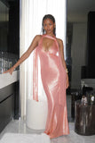 Sexy Pink Low Cut Backless Mermaid Long Prom Dress Evening Dress HZ1024