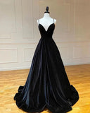 Simple A-Line Velvet Green Long Prom Dress, Green Long Formal Dress HZ1024