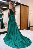 Mermaid Off Shoulder Satin Lace Long Prom Dress, Formal Evening Dress HZ1024