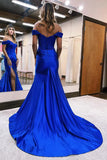 Mermaid Off Shoulder Satin Lace Long Prom Dress, Formal Evening Dress HZ1024