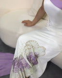 Vintage Butterfly Design Beaded One-shoulder Mermaid Long Prom Dress Evening Dress HZ1024