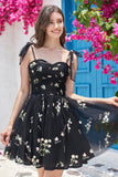 Charming Floral Embroidery Design A-line Tulle Spaghetti Strap Homecoming Dress HZ1024