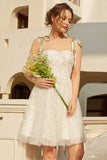 Stylish Spaghetti Straps White Floral Design A-line Spaghetti Strap Homecoming Dress HZ1024