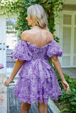 Fashion Off-the-shoulder Floral Design A-line Tiered Homecoming Dress HZ1024