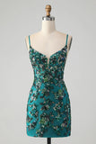 Charming Dark Green Beading Sequins Bodycon Design A-line Lace-up Homecoming Dress HZ1024