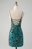 Charming Dark Green Beading Sequins Bodycon Design A-line Lace-up Homecoming Dress HZ1024