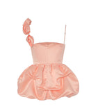 Vintage Pink Satin Short A-Line Party Dress Cocktail Dress Homecoming Dress HZ1024