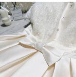 Beautiful Champagne Satin Lace Bow Design A-line Sleeveless Homecoming Dress HZ1024