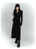 New Fashion Design Sense Long Black Long-sleeved Dress HZ1024