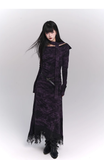 New Gothic Style Fashion Bell Sleeve Design Sense Long-sleeved Split Dress HZ1024