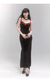 Simple Fashion Black Velvet Red Lace Spaghetti Strap Dress HZ1024