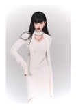 New Fashion White Sweater Style Long-sleeved Dress HZ1024