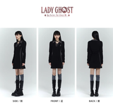 New Fashion Design Sense Short Black Long-sleeved Dress HZ1024