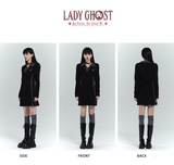 New Fashion Design Sense Short Black Long-sleeved Dress HZ1024