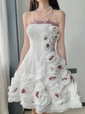 Vintage 3D Flowers Applique Strapless Design A-Line Short Homecoming Dress Party Dress HZ1024