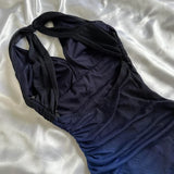 Vintage Gradient Navy Blue/Purple Exquisite Beaded Halter-neck Sheath Prom Dress Evening Dress HZ1024