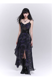Fashion Design Sense Long Black Spaghetti Strap Dress HZ1024
