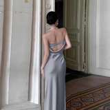 Enchanting Silvery Strapless Satin Mermaid Long Prom Dress Evening Dress HZ1024
