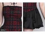 Simple Fashion Red Black Plaid Design Spaghetti Strap Dress HZ1024