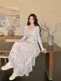 New Fashion Elegant Floral Chiffon Spaghetti Strap Dress HZ1024
