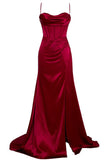 Enchanting Satin Backless Lace-up Mermaid Long Prom Dress Party Dress Evening Dress HZ1024