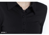 New Fashion Design POLO Style Women Black Long-sleeved Dress HZ1024