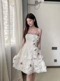 Vintage 3D Flowers Applique Strapless Design A-Line Short Homecoming Dress Party Dress HZ1024