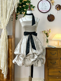 New Simple Silvery Spaghetti Strap A-line Satin Short Homecoming Dresses HZ1024