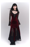 New Ladies Fashion Red Black Gothic Long-sleeved Dress HZ1024