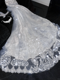 Elegant Sweetheart Lace Tulle Beaded Applique Design Gorgeous Mermaid Floor-length Wedding Dress HZ1024
