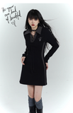 New Fashion Design Sense Short Black Long-sleeved Dress HZ1024