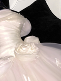 Elegant Ivory 3D Flowers Design A-Line Tulle Wedding Dress Prom Dress Evening Dress Ball Gown HZ1024