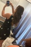 Fashion Black Sequin Star Pattern Design One-shoulder Bodycon Homecoming Dress HZ1024