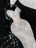 Gorgeous Sparkling Champagne Sequin Sweetheart Mermaid Elegant Chiffon Evening Dress Prom Dresses HZ1024