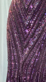 Gorgeous Purple Beaded Sequin V-neck Mermaid Elegant Chiffon Evening Dress Prom Dresses HZ1024