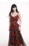 New Fashion Floral Pattern Design Spaghetti Strap Dress HZ1024