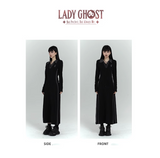 New Fashion Design Sense Long Black Long-sleeved Dress HZ1024