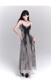 Women Fashion Design Sense Seaside Party Grey Spaghetti Strap Dress HZ1024