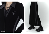 New Fashion Design Sense Long Black Long-sleeved Dress HZ1024