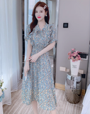 New Fashion Simple Floaral Design Women Long Dress HZ1024