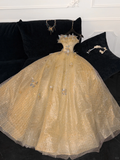 Gorgeous Shiny Yellow Sequin Beaded 3D Butterflies A-Line Floor-length Evening Dress Prom Dresses HZ1024