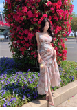 New Fashion Elegant Floral Design Mermaid Spaghetti Strap Dress HZ1024