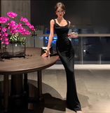 Elegant Black Bowknot Backless Mermaid Long Prom Dress Evening Dress HZ1024