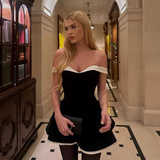 Fashion Black Sweetheart Off-the-shoulder Design A-line Party Dress Homecoming Dress HZ1024