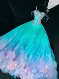 Gorgeous Sparkling Blue-green Sequin A-Line Design Evening Dress Prom Dresses HZ1024