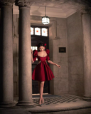 Vintage Burgundy A-Line Homecoming Dress Beaded Short Puff Sleeves Party Dress A-Line Cocktail Dress HZ1024