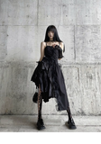 Women Fashion Black Irregular Spaghetti Strap Dress HZ1024