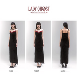 Simple Fashion Black Velvet Red Lace Spaghetti Strap Dress HZ1024